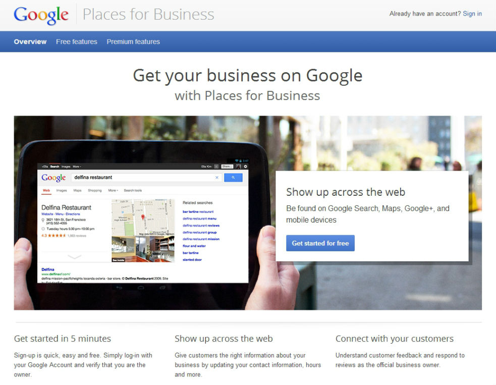 Google place. Google + Business Page. Google yer.